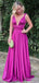 Sexy Purple V-neck A-line Long Prom Dress, Evening Dress, PD382098