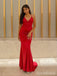 Sexy Red V-neck Spaghetti Strap Long Mermaid Prom Dress, Evening Dress, PD382101