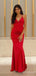 Sexy Red V-neck Spaghetti Strap Long Mermaid Prom Dress, Evening Dress, PD382101