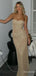 Sparkly Champagne Gold Strapless Mermaid Prom Dress, Evening Dress, PD382061