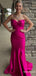 Unique Hot Pink Sweetheart Strapless Long Mermaid Prom Dress with Big Bow, Evening Dress, PD382110