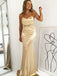 Elegant Champagne Gold Lace-Up Back Long Mermaid Prom Dress, Evening Dress, PD382111