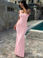 Stunning Pink Square Lace-Up Back Long Mermaid Prom Dress, Evening Dress, PD382112