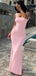 Stunning Pink Square Lace-Up Back Long Mermaid Prom Dress, Evening Dress, PD382112