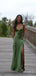 Simple Olive Green Backless Long Prom Dress with Slit, Evening Dress, PD382119