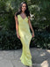 Simple V-neck Yellow Straps Mermaid Long Prom Dress,Evening Dress,PD382125