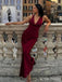 Gorgeous Burgundy Cowl Neck Mermaid Long Prom Dress,Evening Dress,PD382128