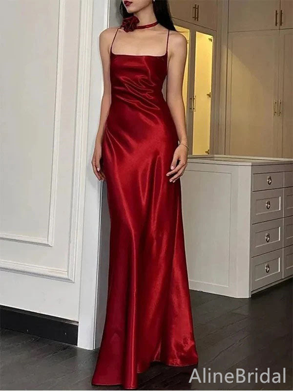 Elegant Red Square Long Prom Dress, Evening Dress, PD382132