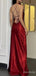 Elegant Red Square Long Prom Dress, Evening Dress, PD382132