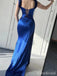 Elegant Navy-Blue Off-Shoulder Lace-up Mermaid Prom Dress with Trailing, Evening Dress, PD382133