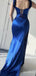 Elegant Navy-Blue Off-Shoulder Lace-up Mermaid Prom Dress with Trailing, Evening Dress, PD382133