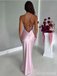 Elegant Pink V-neck Backless Mermaid Long Prom Dress, Evening Dress, PD382141