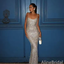 Sparkly Champagne Sequins Straps Mermaid Long Prom Dress, Evening Dress, PD382142