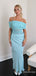 Elegant Light Blue Off-Shoulder Strapless Mermaid Long Prom Dress with Tulle Detailing,Evening Dress,PD382150
