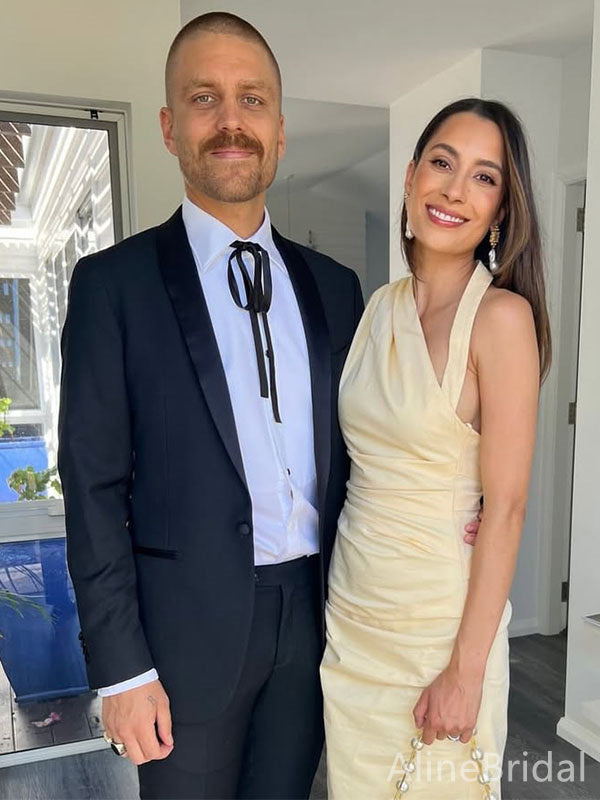 Pastel Yellow One-Shoulder Long Mermaid Evening Dress, Formal Dress, PD382151