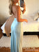 Gorgeous Pale Blue Halter V-neck Lace  Long Mermaid Prom Dress, Evening Dress, PD382152