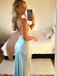 Gorgeous Pale Blue Halter V-neck Lace  Long Mermaid Prom Dress, Evening Dress, PD382152
