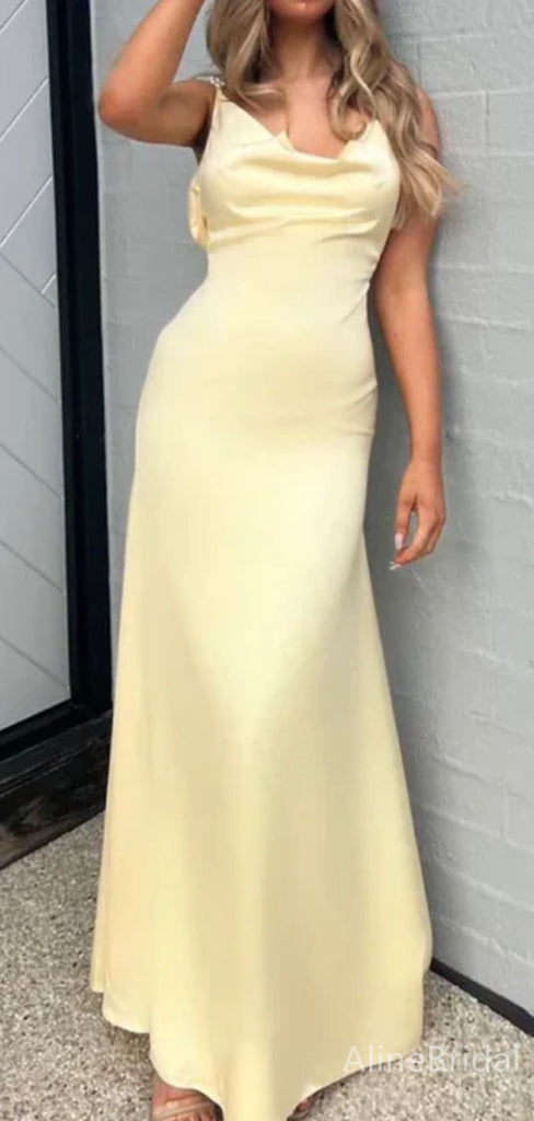 Yellow Mermaid Spaghetti Strap Long Prom Dress,Evening Dress,PD382162