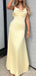 Yellow Mermaid Spaghetti Strap Long Prom Dress,Evening Dress,PD382162