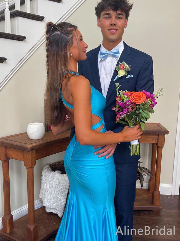 Elegant V-neck Blue Mermaid Long Prom Dress,Evening Dress,PD382166