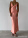 Stylish Peach Pink Spaghetti Strap Backless Long Prom Dress, Evening Dress, PD382168