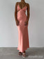 Stylish Peach Pink Spaghetti Strap Backless Long Prom Dress, Evening Dress, PD382168