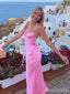 Gorgeous Pink Spaghetti Strap Mermaid Long Prom Dress,Evening Dress,PD382172