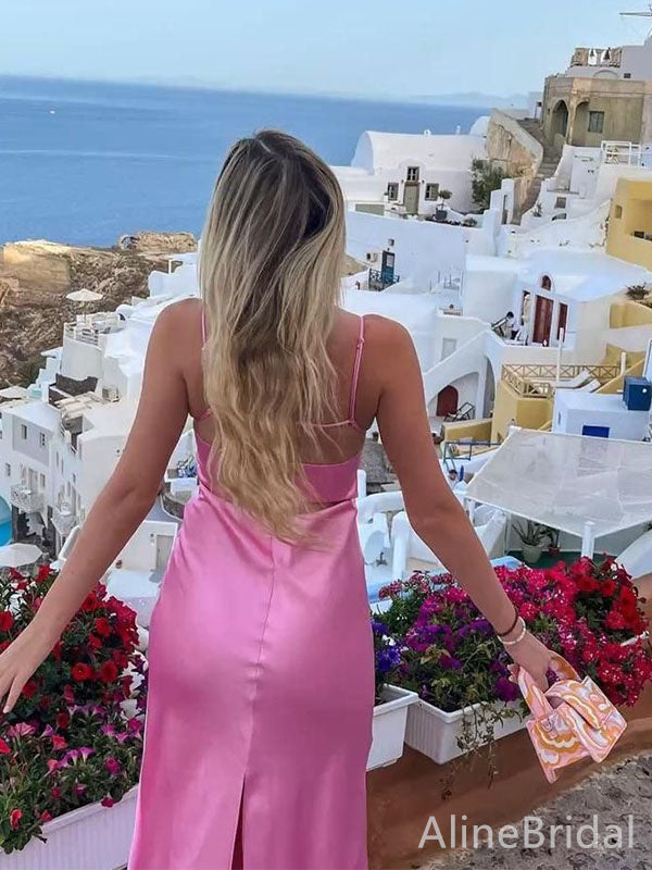 Gorgeous Pink Spaghetti Strap Mermaid Long Prom Dress,Evening Dress,PD382172