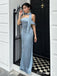 Elegant Pale Blue Strapless Off-Shoulder Long Mermaid Prom Dress, Evening Dress, PD382178