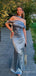 Elegant Pale Blue Strapless Off-Shoulder Long Mermaid Prom Dress, Evening Dress, PD382178