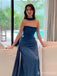Premium Navy Blue Strapless Flutter Straps Long Prom Dress, Evening Dress, PD382191