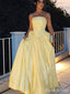 Gorgeous Yellow Strapless Pleated A-line Long Prom Dress, Evening Gown, PD382211
