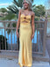 Sexy Sweetheart Yellow Strapless Mermaid Cut Out Prom Dress, Evening Dress, PD382216