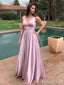 Simple Pink V-neck Sleveless A-line Long Prom Dress, Evening Dress, PD382228