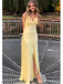 Sexy V-neck Yellow Cut Out Mermaid Long Prom Dress with Bow Detailing, PD382015