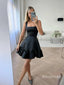 Elegant Square  A-line Ruffle Black Short Homecoming Dress, Prom Dress, PD382250