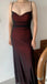 Sexy Burgundy V-neck Sleeveless Side Slit Mermaid Long Prom Dress, PD3731