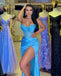 Sexy Blue Strapless Side Slit Mermaid Prom Dress with Beadings, Evening Dress,PD3642