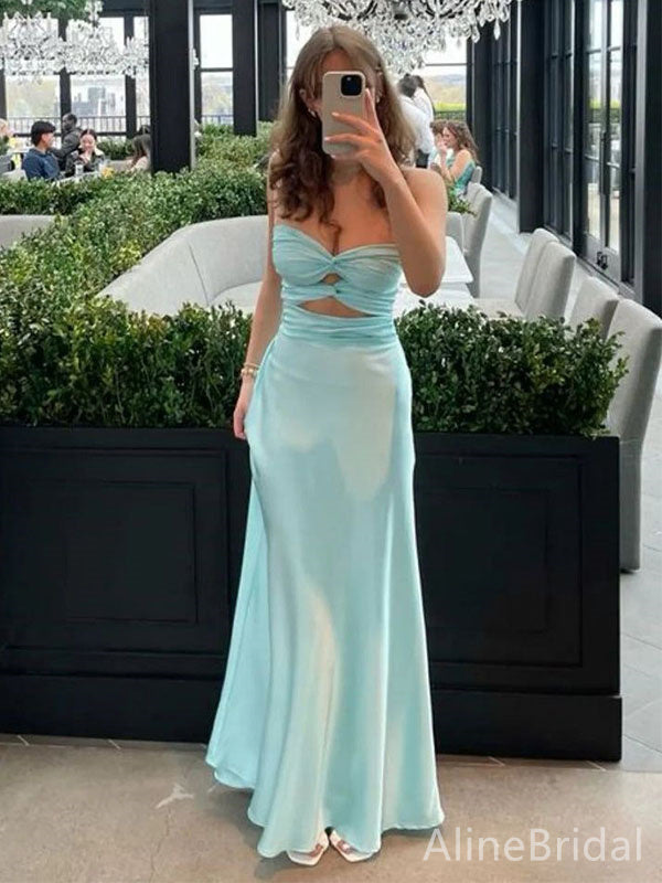 Elegant Light Blue Sweetheart Strapless Cut-Out Long Prom Dress, Evening Dress, PD382106