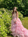 Glamorous  Corset Top Pink Tiered Tulle  Prom Dress with Lace Detailing, Graduation Dress, PD382239
