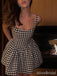 Simple Square A-line Houndstooth Short Mini Homecoming Dress, HD3191