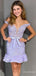 Elegant Purple Off-Shoulder Short Lace Tiered Ruffle Homecoming Dress, HD3200