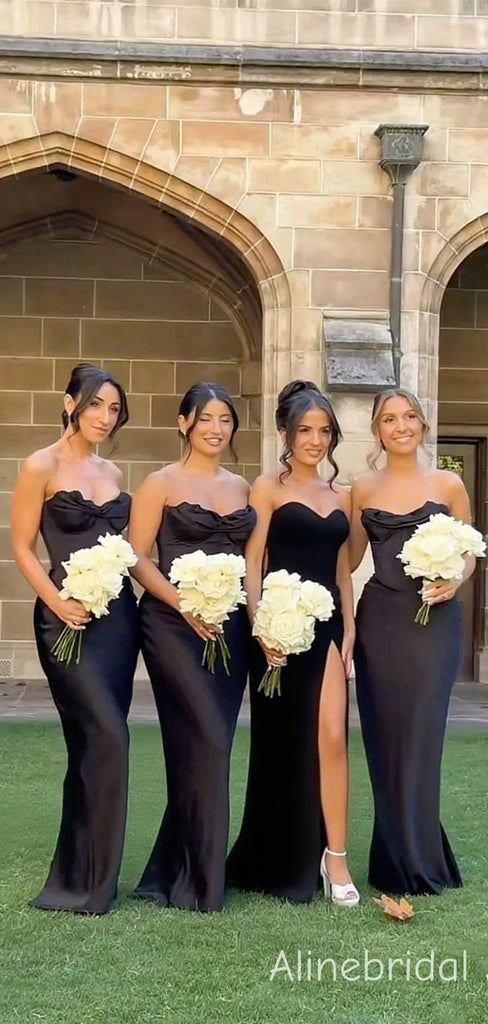 Elegant Strapless Pleated Corset Top Maxi Long Bridesmaid Dress, Prom Dress, PD382245