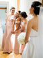 Elegant Pink Off the Shoulder Sleeveless Mermaid Long Bridesmaid Dress, PD3155