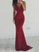 Sexy Red V-neck Sleeveless Backless Mermaid Floor Length Prom Dress, PD3647