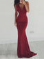 Sexy Red V-neck Sleeveless Backless Mermaid Floor Length Prom Dress, PD3647
