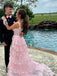 Glamorous  Corset Top Pink Tiered Tulle  Prom Dress with Lace Detailing, Graduation Dress, PD382239