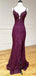 Glamorous Lace Beadings V-neck Spaghetti Strap Mermaid Side Slit Long Prom Dress,Evening Dress,PD37744