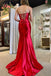 Sexy Red Strapless Sleeveless Side Slit Mermaid Floor Length Prom Dress, PD3643