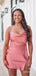Elegant Pink Spaghetti Strap Short Mini Homecoming Dress, HD32636